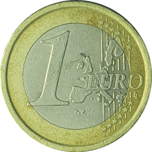 Itália, 1 euro 2002, bimetálica, 7.5g, 23.25mm, km# 216, primeiro mapa