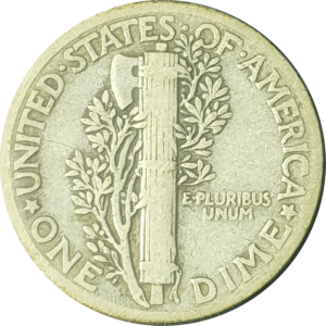 Estados Unidos, 1 dime (10 cents) 1935, prata 0.900, 2.5g, 17.9mm, km# 140, Mercury dime