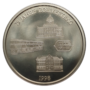 Liechtenstein, 5 euro 1998, cuproníquel, 32.6 g, 38.7 mm, *exonumia*