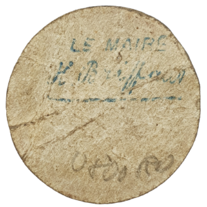 França, notgeld (dinheiro de emergência), Ville de Wattrelos, 10 centimes 1915, papelão, 40 mm
