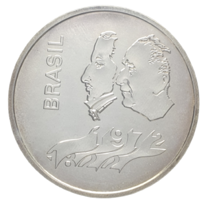 Brasil, República, 20 cruzeiros 1972, prata 0.900, 18 g, 34.1 mm, 150 Anos da Independência