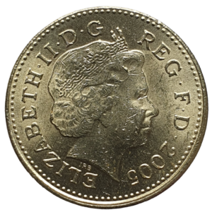 Reino Unido, 1 libra 1985, níquel-latão, 9.5 g, 22.5 mm, km# 1051, ponte Menai em Gales