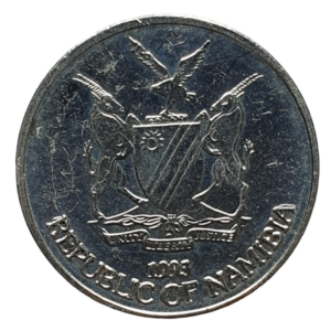 Namíbia, 5 cents 1993, aço revestido de níquel, 2.2 g, 16.9 mm, km# 1