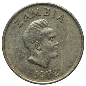 Zâmbia, 5 ngwee 1972, níquel latão, 2.8 g, 19.4 mm, km# 11