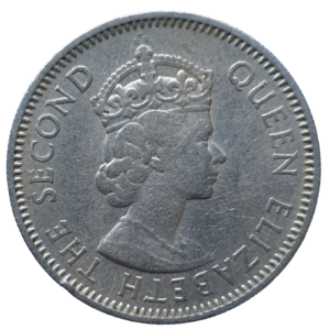 Estados do Caribe Oriental, 25 cents 1961, cuproníquel, 6.48 g, 24 mm, km# 6, navio de Francis Drake