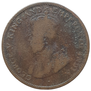 Honduras Britânicas, 1 cent 1924, bronze, 5. g, 25.4 mm, km# 19, só 50.000 unidades cunhadas