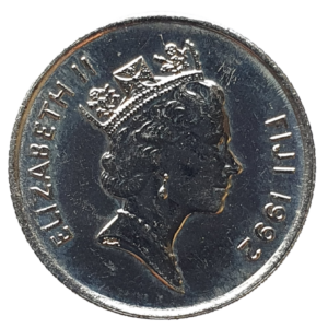 Fiji, 5 cents 1992, aço revestido de níquel, 2.377g, 19.4 mm, km# 51a