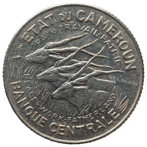 Camarões (Estado), 100 francos 1968, níquel, 12 g, 25 mm, km# 14