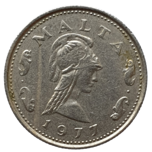 Malta, 2 cents 1977, cuproníquel, 2.25 g, 17.7 mm, km# 9, Pentesiléia, rainha das Amazonas