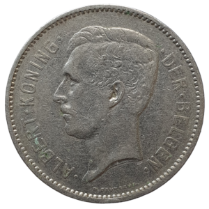 Bélgica, rei Albert I, 5 francos / 1 belga 1933, níquel, 13.9 g, 31 mm, km# 98
