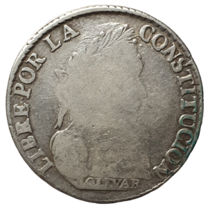 Bolívia, 4 soles 1830 JL, prata 0.667, 13 g, 32 mm, cunhada em Potosí, km# 96a