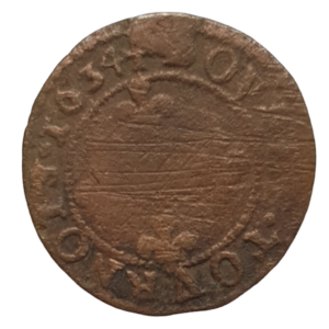 Löwenstein-Wertheim-Rochefort (Estado alemão), double tournois 1634, cobre, 2.2 g, 20 mm, Jean Theodore