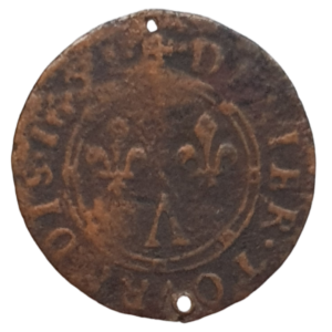 Arches-Charleville (principado da França feudal), tournois 1651, cobre, 1.1 g, 17 mm, duque Charles II Gonzaga-Nevers