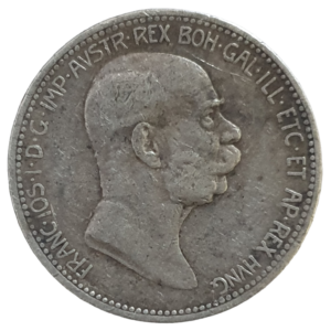 Império Austro-Húngaro, 1 corona 1908, prata 0.835, 5 g, 23 mm, km# 2808, 60 anos do reinado de Francisco José I