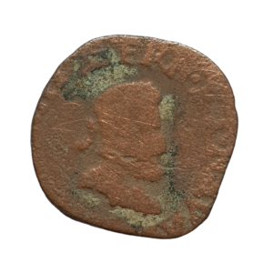 França, Henri IV, double tournois, 1594, cobre, 2.6 g, 19 mm