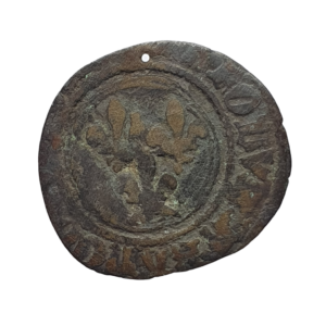 França, Charles VI, double tournois, 1385 a 1417, prata 0.199, 1.1 g, 20 mm