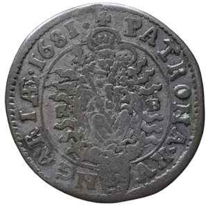 Hungria, Leopoldo I, 6 krajcar 1681, prata 0.438, 2.9g, 26mm, km# 164