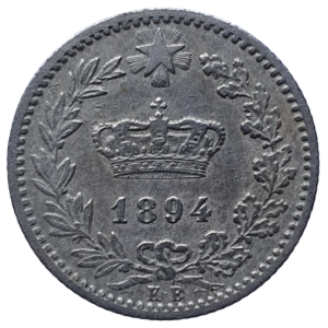 Itália, 20 centesimi 1894, cuproníquel, 4.0g, 21mm, km# 28, Umberto I