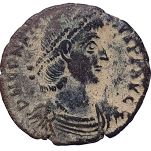 Império Romano, Constancio II, follis (nummus), bronze, 1.9g, 16mm, 351 a 355 dC, cunhada em Nicomédia