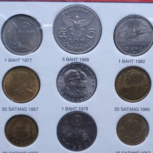 Cartão souvenir para turistas com 15 moedas da Tailândia, incluindo FAO escassa!