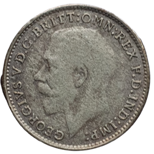 Reino Unido, 3 pence 1921, prata 0.500, 1.4 g, 16 mm, km# 813a
