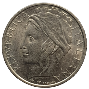 Itália, 100 liras 1995, cuproníquel, 4.5 g, 22 mm, km# 180, 50 anos da FAO