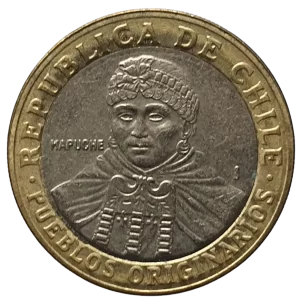 Chile, 100 pesos 2001, bimetálica, 7.58 g, 23.5 mm, km# 236