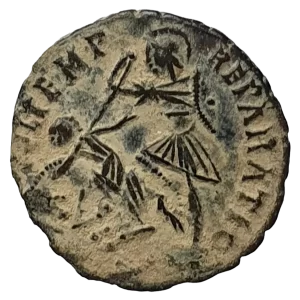 Império Romano, Constâncio II, follis (nummus), bronze, 351 a 355 dC, FEL TEMP REPARATIO