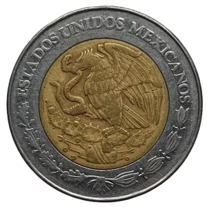 México, 2 novos pesos 1994, bimetálica, 5.19 g, 23 mm, km# 551