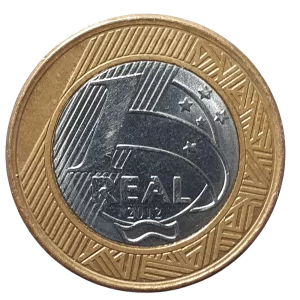 Brasil, 1 real 2012, bimetálica, Entrega da Bandeira Olímpica