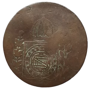 Brasil, Império, 40 réis com carimbo geral de 20, cobre