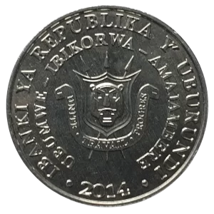 Burundi, 5 francos 2014, alumínio, 2.2 g, 26 mm, km# 30, Balaeniceps rex