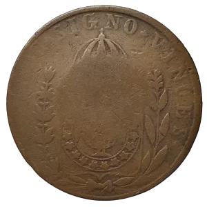 Brasil, Império, 80 réis com carimbo geral de 40, cobre, detalhes visíveis