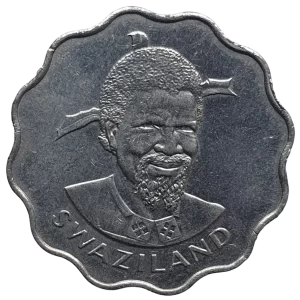 Suazilândia, 20 cents 1979, cuproníquel, 5.6 g, 25.2 mm, km# 11, cabeça de elefante