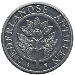 Antilhas Holandesas, 5 cents 1993, alumínio, 1.16 g, 16 mm, km# 33, laranjeira com fruto