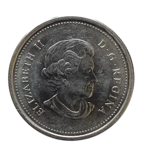 Canadá, 25 cents 2010, aço banhado em níquel, 4.4 g, 23.9 mm, km# 1028, 65 anos do final da Segunda Guerra, colorida
