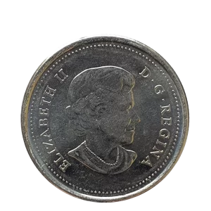 Canadá, 25 cents 2015, aço banhado em níquel, 4.4 g, 23.9 mm, km# 1851.2, 50 anos da Maple Leaf (bandeira canadense)