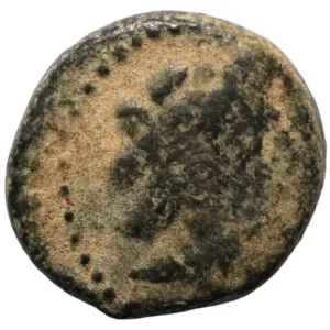 Arados (Fenícia), AE15, bronze, 3.4 g, 15 mm, 141 a 130 a.C., Zeus / esporão de proa