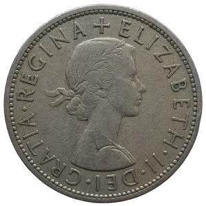 Reino Unido, 1/2 crown 1956, cuproníquel, 14.14 g, 32.3 mm, km# 907