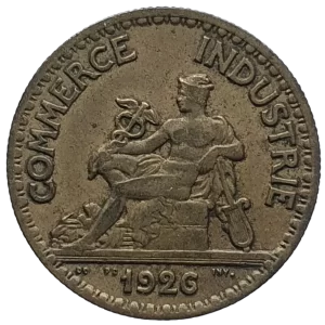 França, 50 centimes 1926, cobre-alumínio, 2.08 g, 18 mm, km# 884
