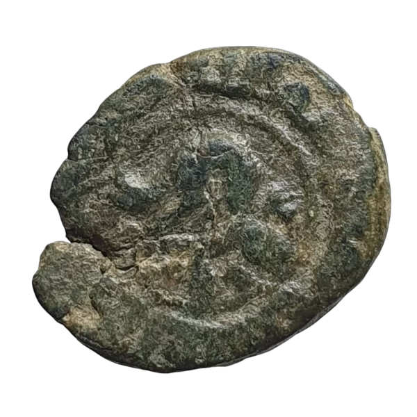 Califado Omíada (Umayyad Caliphate), fals, bronze, 744 a 748 dC, governador Marwan ibn Bashir