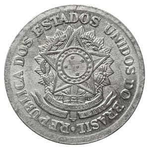 Brasil, República, 2 cruzeiros, 1957, alumínio, 2.7 g, 25 mm, escassa, só 194.000 cunhadas