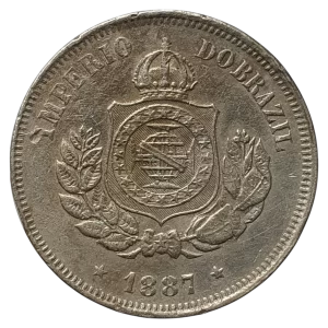 Brasil, Império, 50 réis 1887, cuproníquel, 7 g, 22 mm