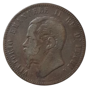 Itália, 10 centesimi 1866, cobre, 9.4 g, 30 mm, km# 11, Vitório Emanuel II