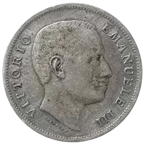 Itália, 1 lira 1907, prata 0.835, 5.0 g, 23 mm, km# 32, águia, Vitório Emanuel III