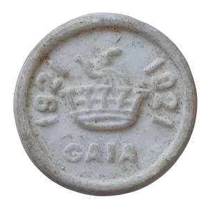 Gaia (cidade de Portugal), 1 centavo 1921, porcelana branca, 1.8 g, 17.5 mm, N#298555, dinheiro de emergência