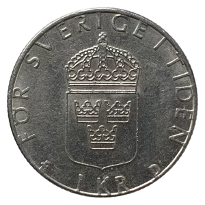 Suécia, 1 coroa 1989, cuproníquel, 7 g, 25 mm, km# 852a