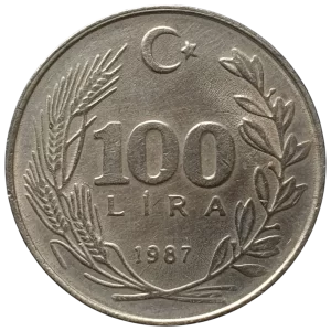 Turquia, 100 liras 1985, níquel-latão, 11 g, 29.65 mm, km# 967