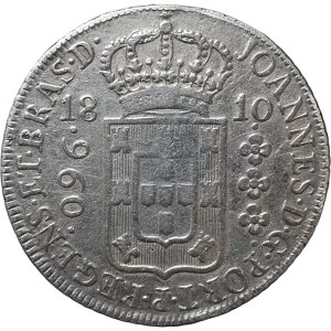 Brasil, Colônia, 960 réis 1810 R, 41.5 mm, 26.7 g,  sobre 8 reales colonial, Bentes 337.02.01