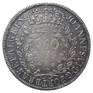 Brasil, Reino Unido, 960 réis 1819 R, 40.5 mm, 26.8 g, sobre 8 reales colonial, Bentes 387.02.01